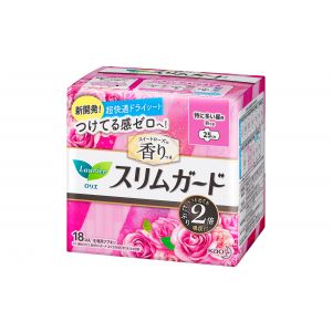 日本KAO花王LAURIER两倍吸收柔软型有护翼型卫生巾 25cm 18枚入 玫瑰香